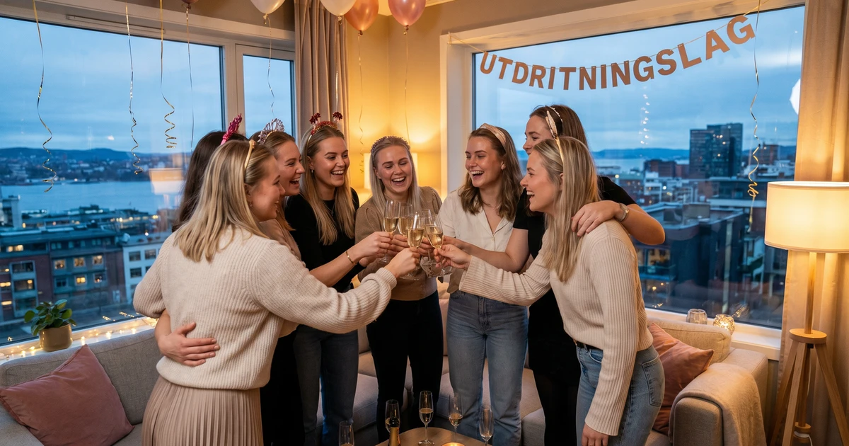 Utdrikningslag i Oslo — gjenger som skåler i champagne med utsikt over byen